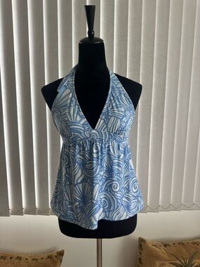 Vineyard Vines Small Blue Halter Top Shell Print